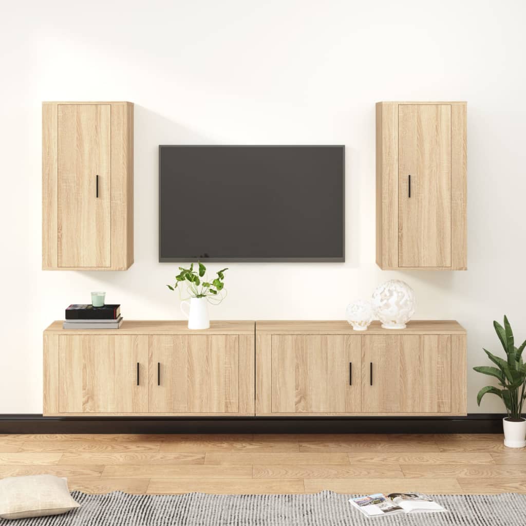 vidaXL Комплект ТВ шкафове от 4 части, сонома дъб, инженерно дърво