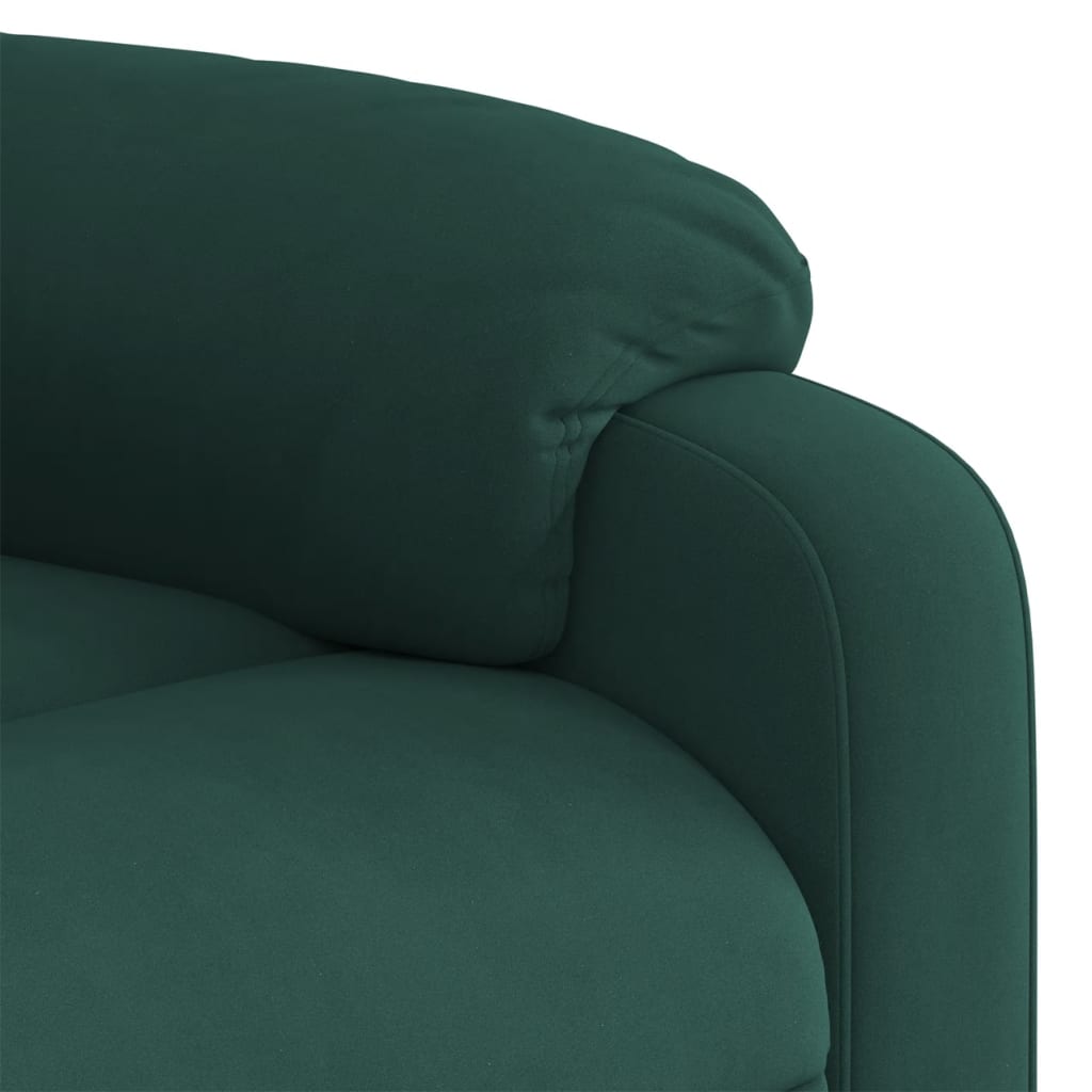 vidaXL Изправящ реклайнер стол, тъмнозелен, кадифе