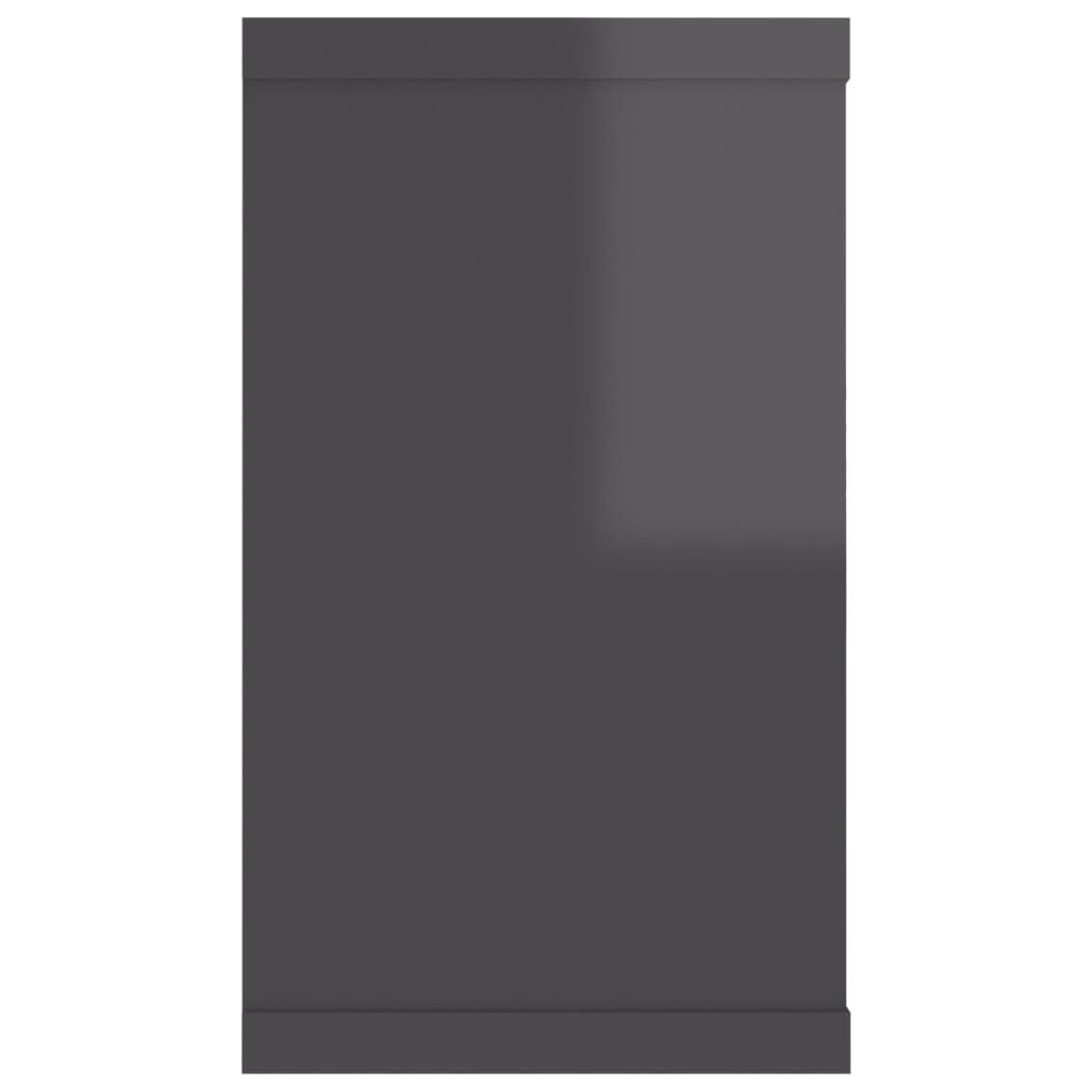 vidaXL Стенни кубични рафтове, 6 бр, сив гланц, 80x15x26,5 см, ПДЧ