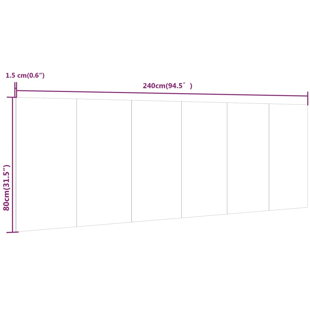 vidaXL Стенна табла за легло, бяла, 240x1,5x80 см, инженерна дървесина