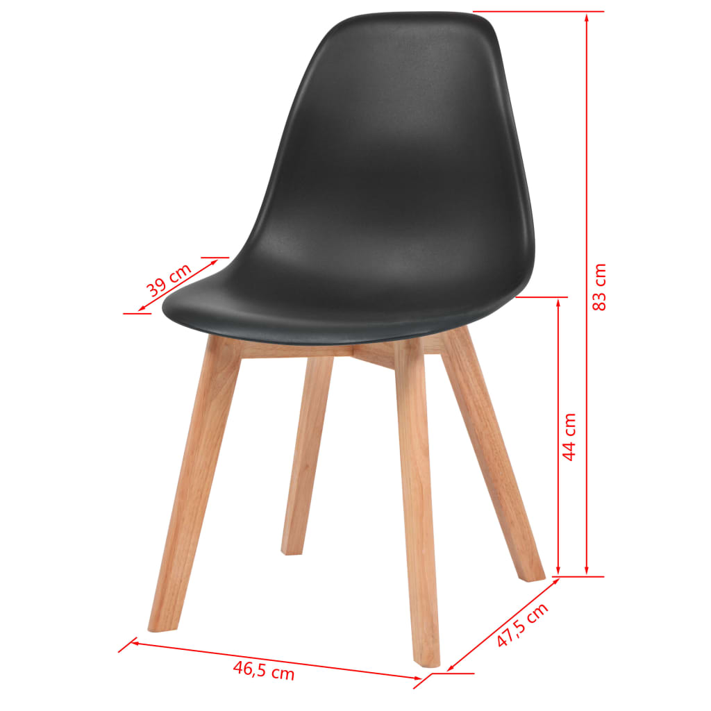 vidaXL Трапезни столове, 4 бр, черни, пластмаса