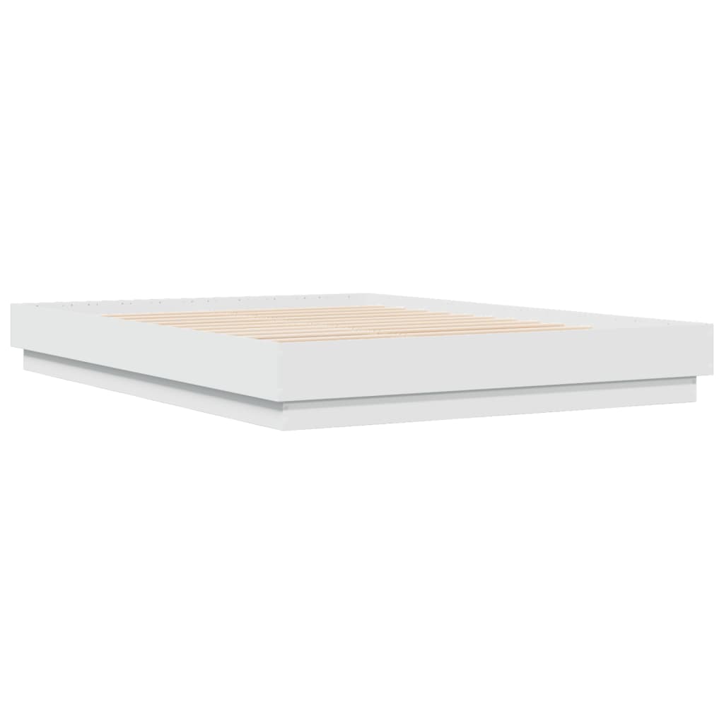 vidaXL Рамка за легло с LED осветление, бяла, 120x200 см