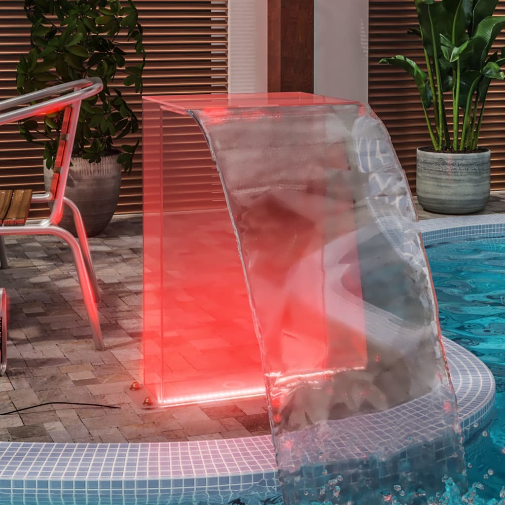 vidaXL Фонтан за басейн с комплект RGB LED и конектор, акрил, 51 см