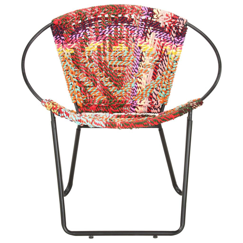 vidaXL Кръгъл стол, многоцветен, chindi плат