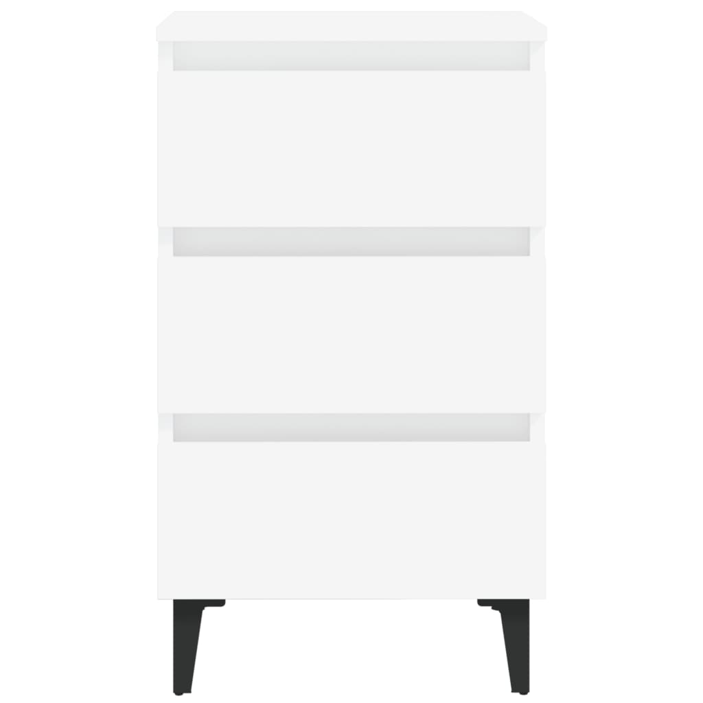 vidaXL Нощни шкафчета с метални крака, 2 бр, бели, 40x35x69 см