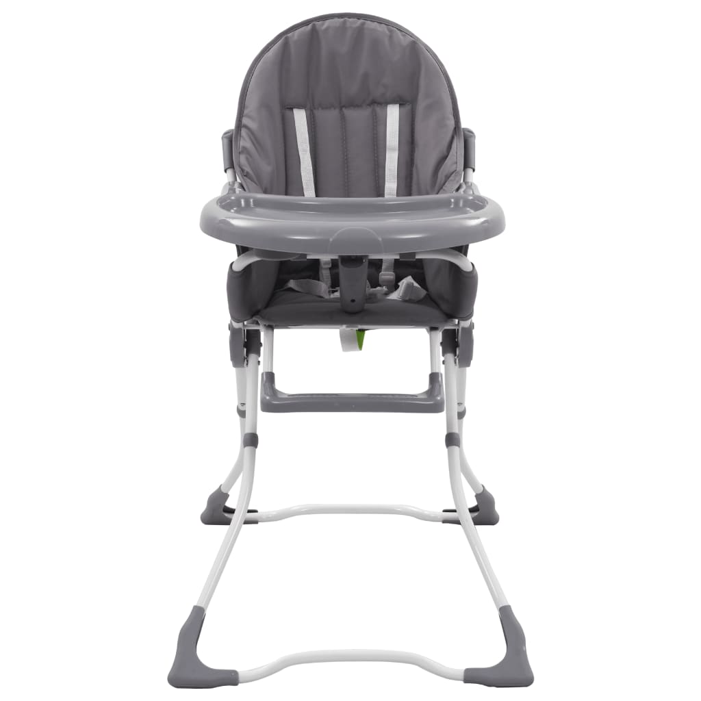 vidaXL Високо бебешко столче за хранене, сиво и бяло