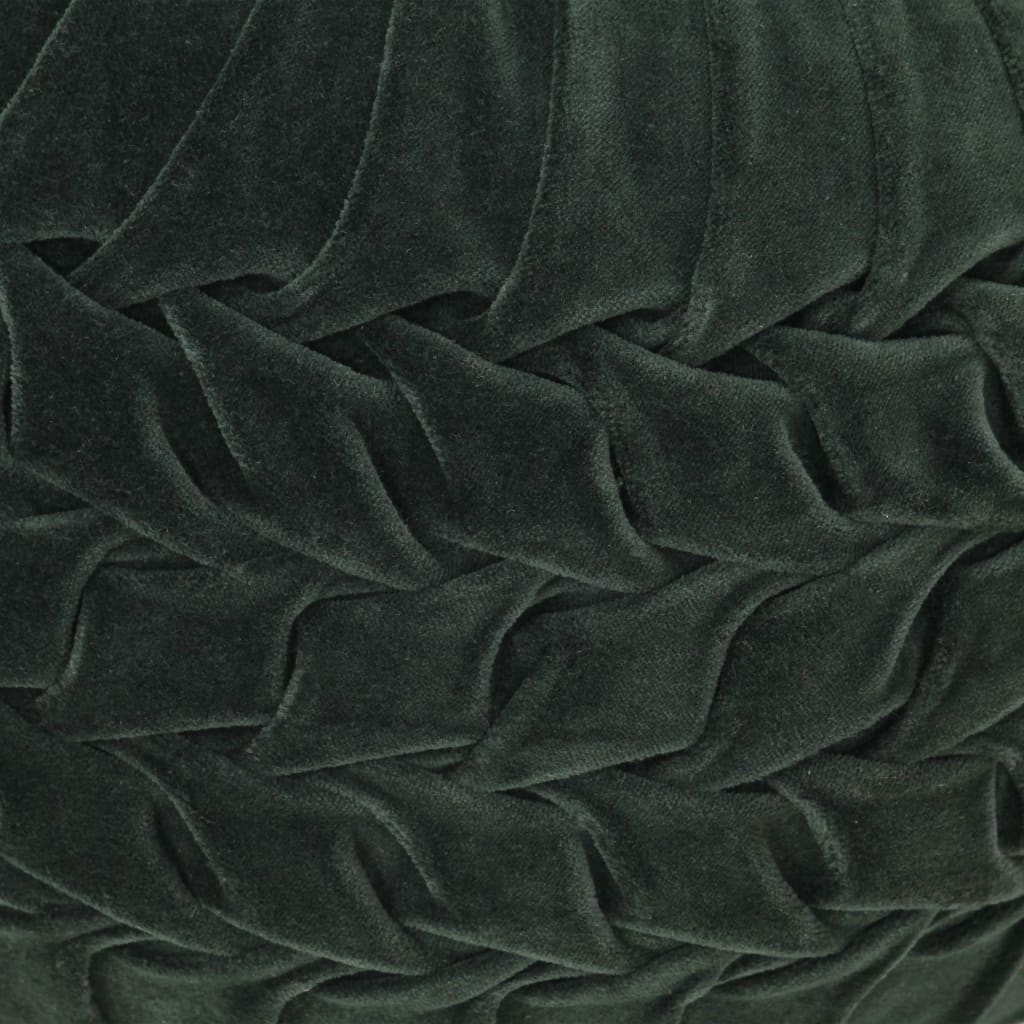vidaXL Пуф, памучно кадифе, дизайн с набори, 40х30 см, зелен