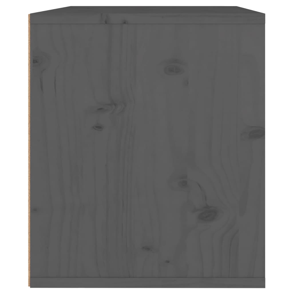 vidaXL Стенен шкаф, сив, 45x30x35 см, бор масив