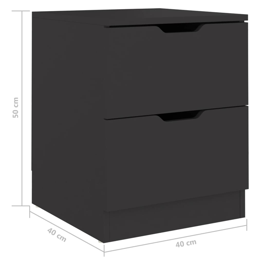 vidaXL Нощнo шкафче, черно, 40x40x50 см, ПДЧ