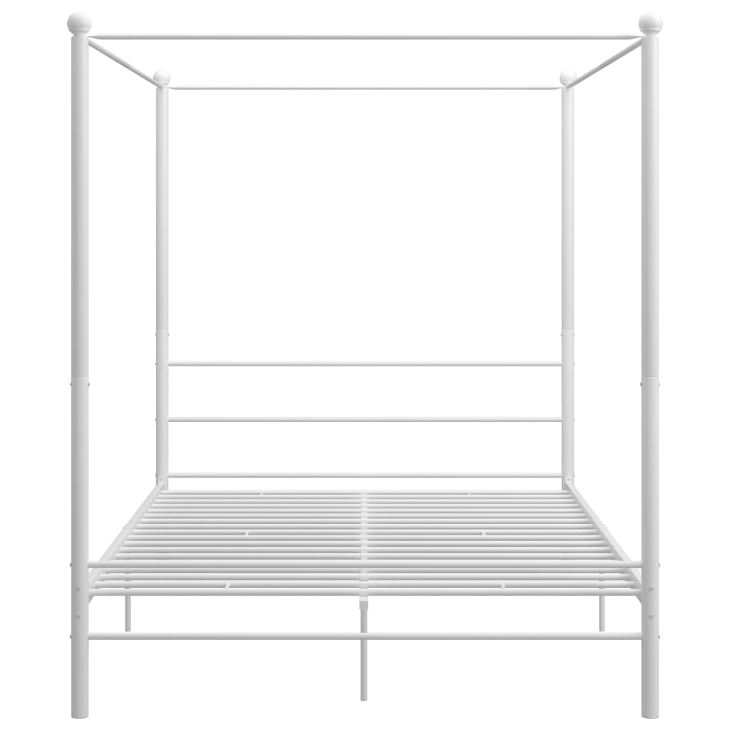 vidaXL Рамка за легло с балдахин, бяла, метал, 160x200 см