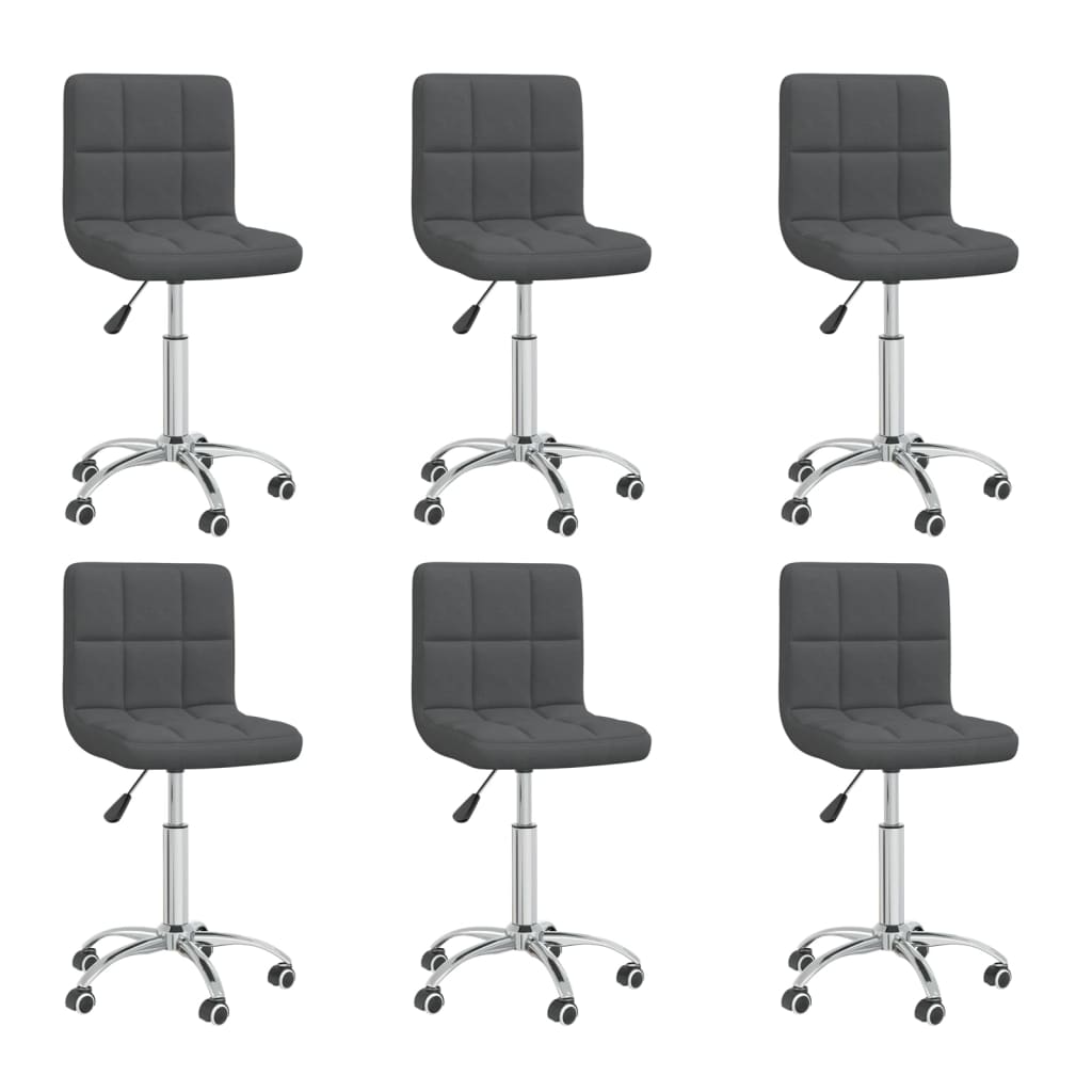 vidaXL Въртящи се трапезни столове, 6 бр, тъмносиви, текстил