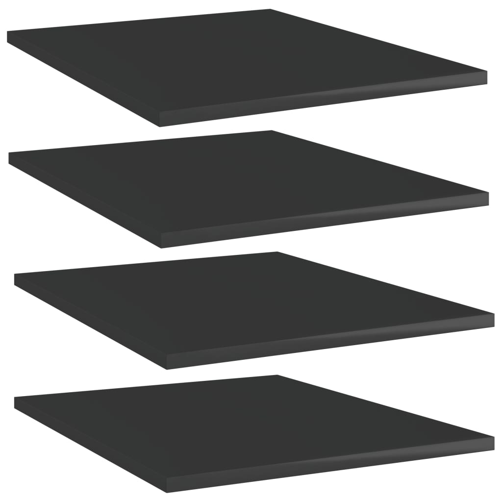 vidaXL Рафтове за етажерка, 4 бр, черен гланц, 40x50x1,5 см, ПДЧ