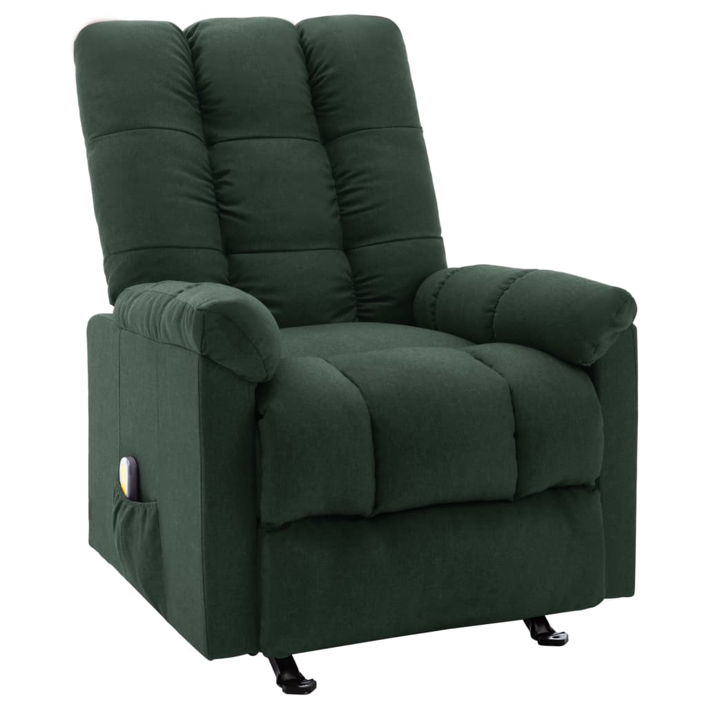 vidaXL Масажен наклоняем стол, тъмнозелен, текстил