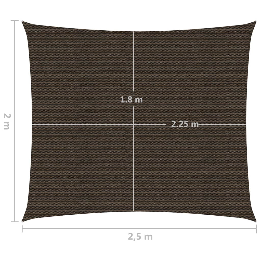 vidaXL Платно-сенник, 160 г/м², кафяво, 2x2,5 м, HDPE