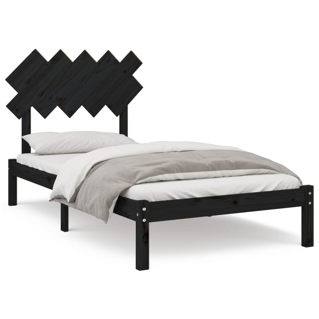 vidaXL Рамка за легло, черна, дърво масив, 100х200 см
