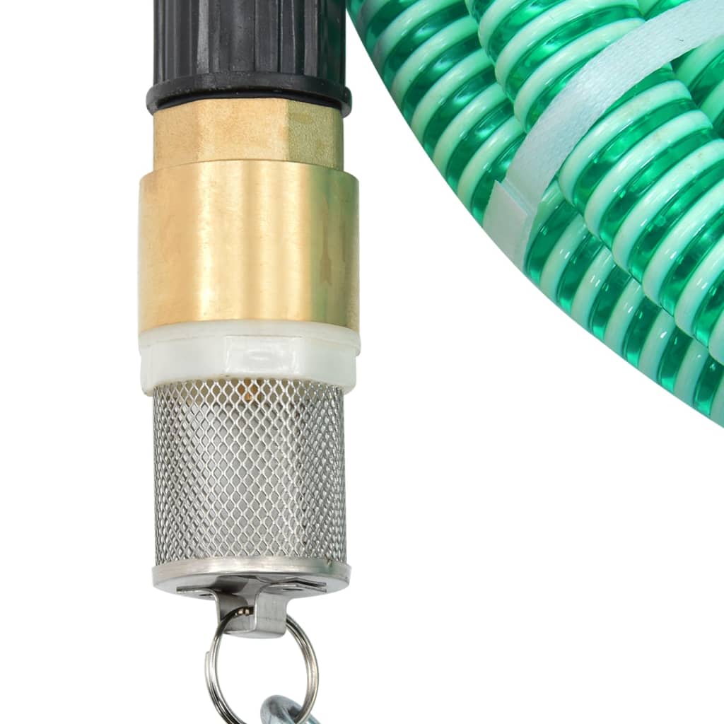 vidaXL Смукателен маркуч с месингови съединители зелен 1,1" 20 м PVC