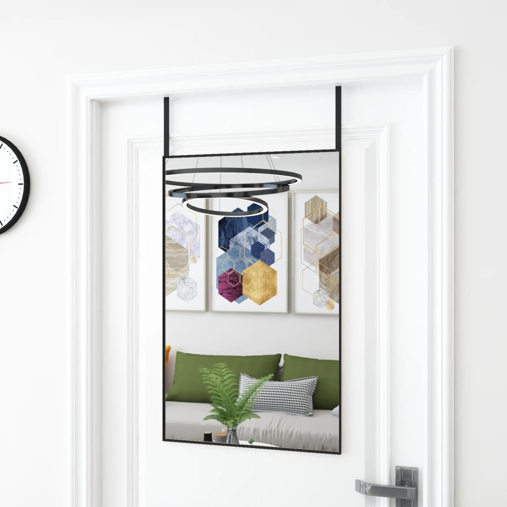 vidaXL Огледало за врата, черно, 50x80 см, стъкло и алуминий