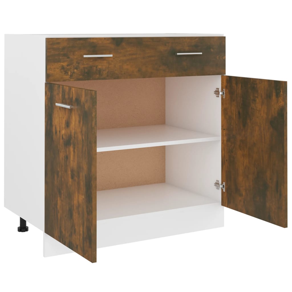 vidaXL Долен шкаф с чекмедже опушен дъб 80x46x81,5 см инженерно дърво