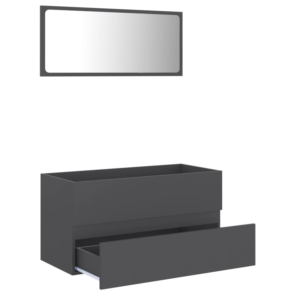 vidaXL Комплект мебели за баня, 2 бр, сив, ПДЧ