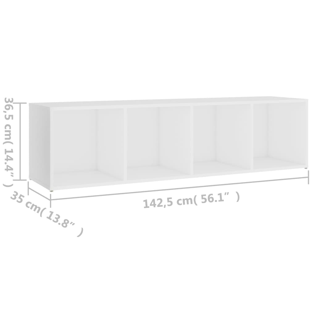 vidaXL ТВ шкаф, бял, 142,5x35x36,5 см, ПДЧ