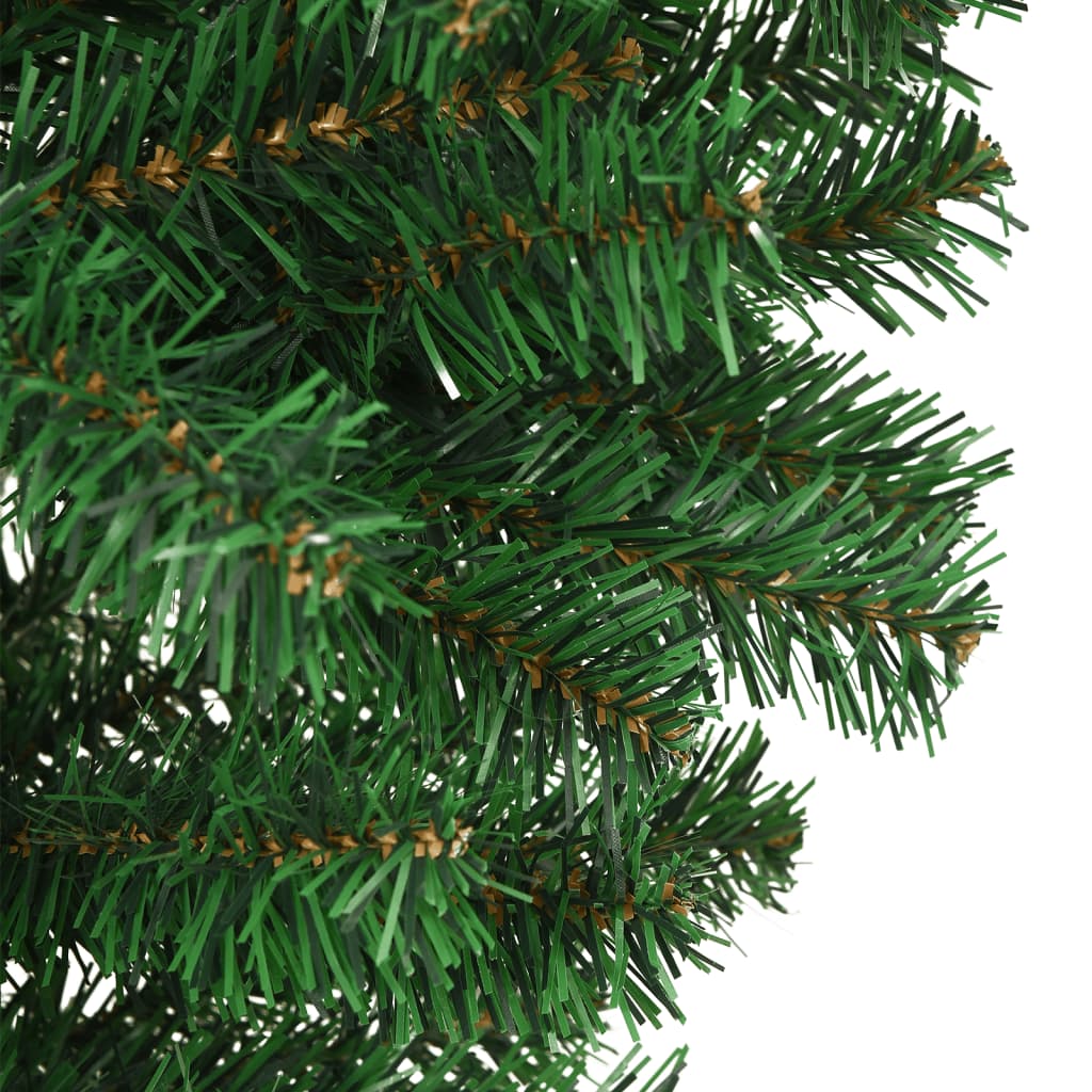 vidaXL Обърната изкуствена коледна елха със стойка, зелена, 240 см