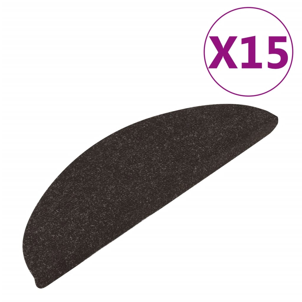 vidaXL Самозалепващи стелки за стълби, 15 бр, 56x17x3 см, черни