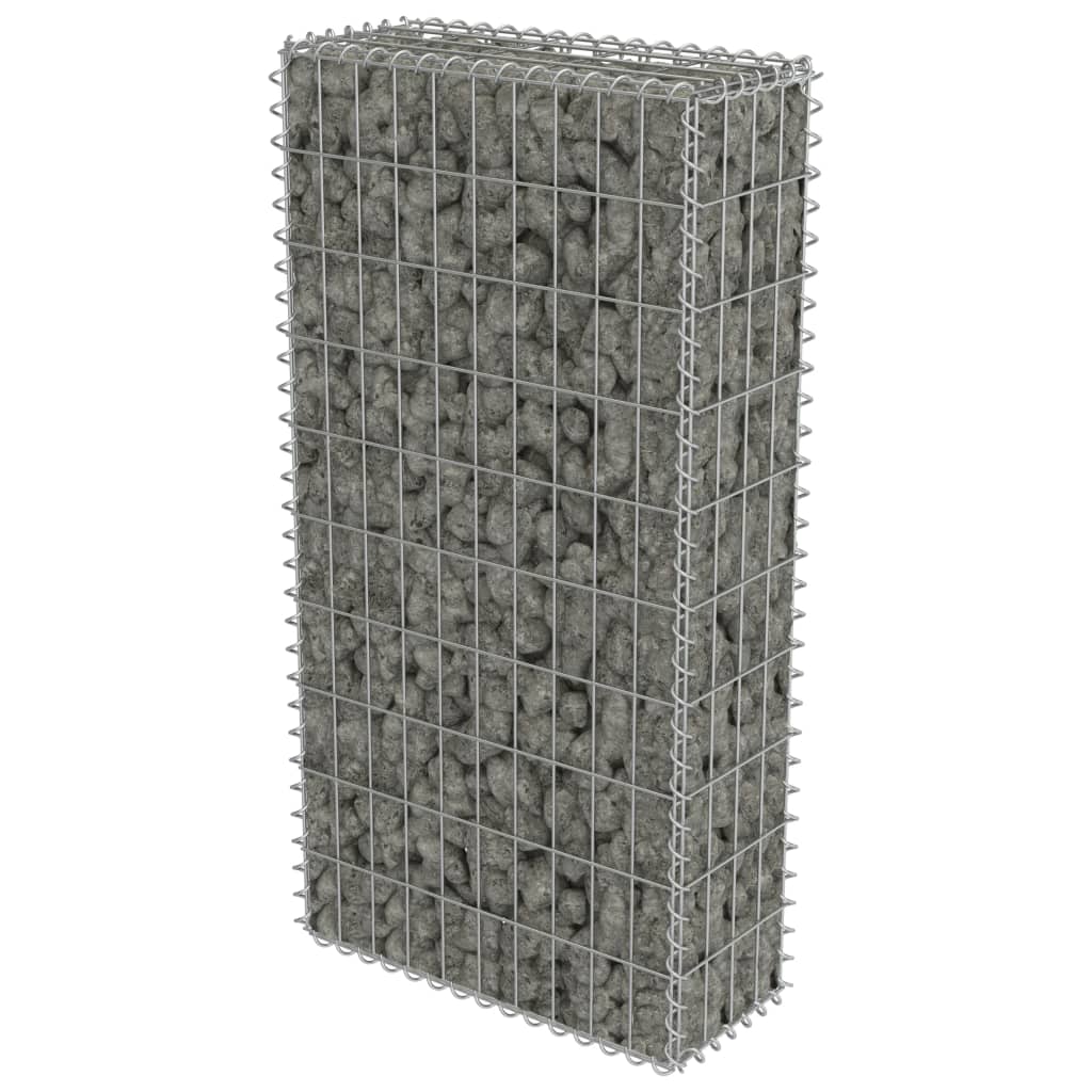 vidaXL Габионна стена с капаци, поцинкована стомана, 50x20x100 см