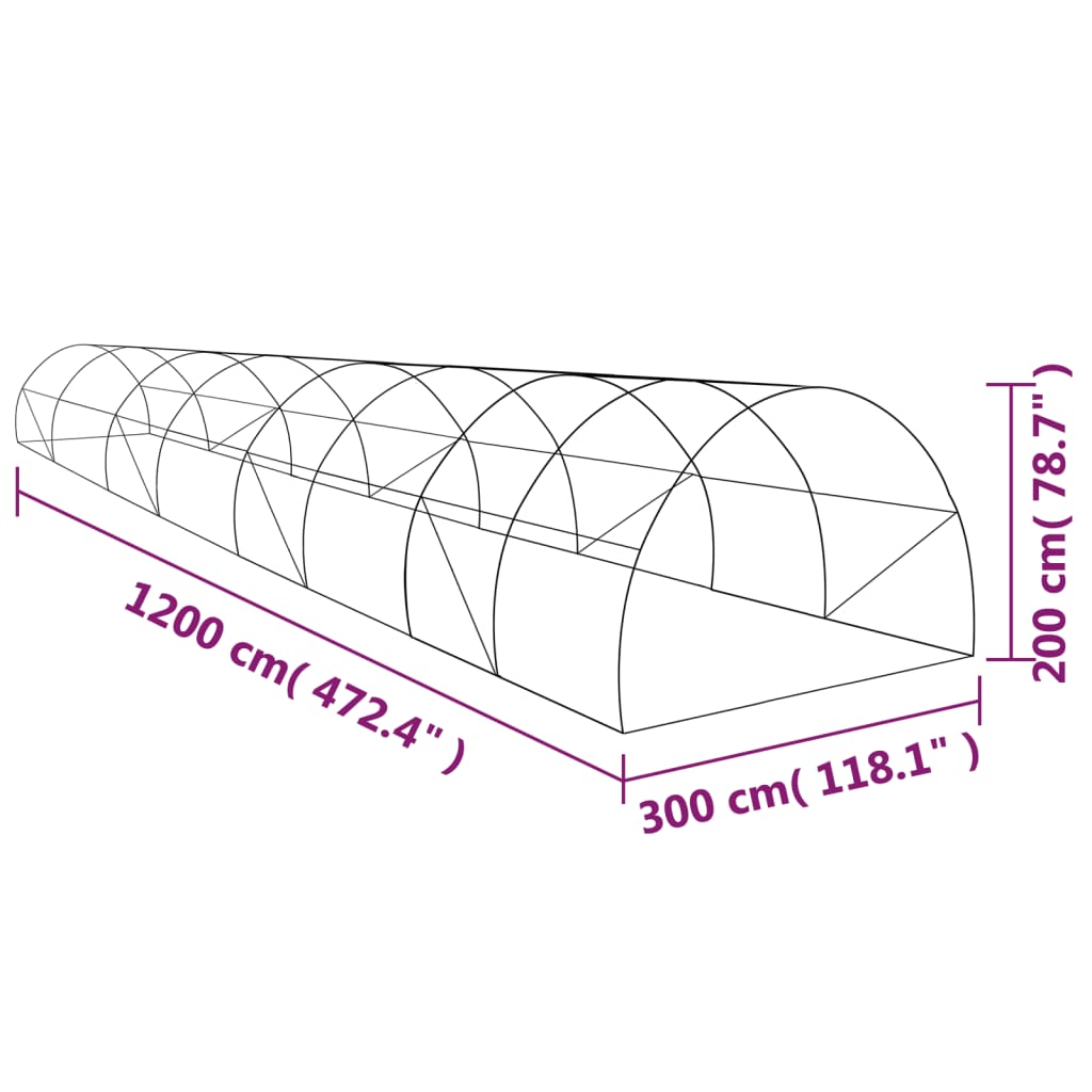 vidaXL Оранжерия, 36 м², 1200x300x200 см