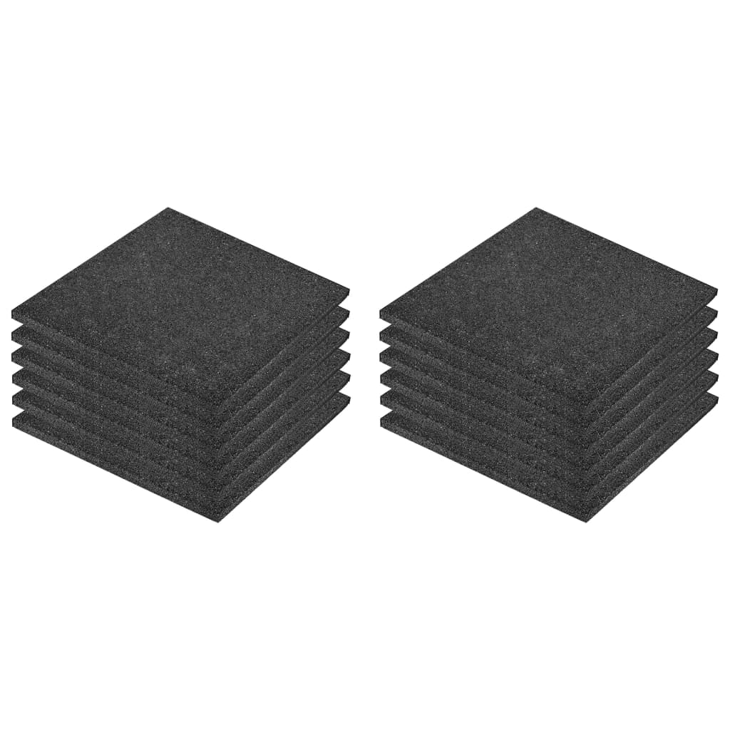 vidaXL Ударопоглъщащи каучукови плочи, 12 бр, 50x50x3 см, черни