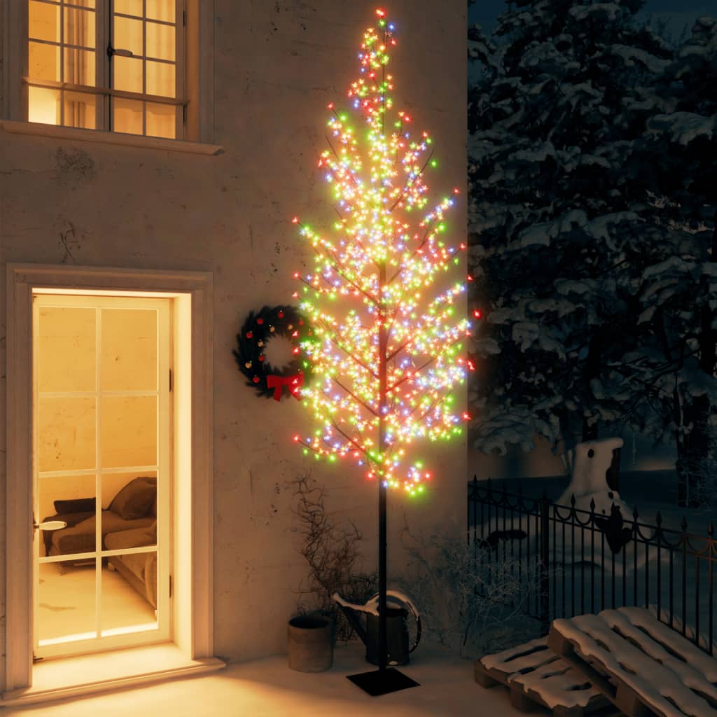 vidaXL Коледно дърво 1200 LED цветно осветление черешов цвят 400 см