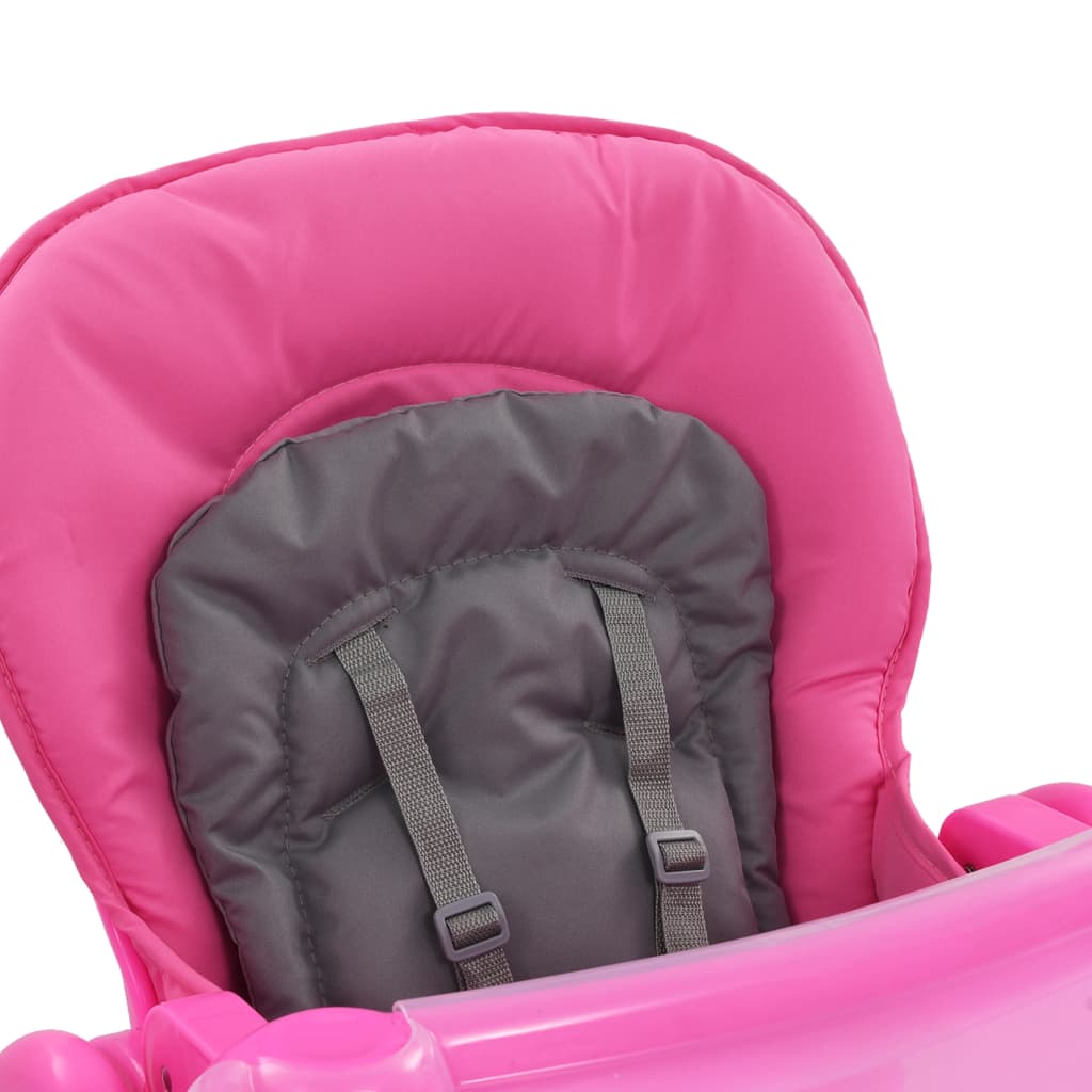 vidaXL Високо бебешко столче за хранене, розово и сиво