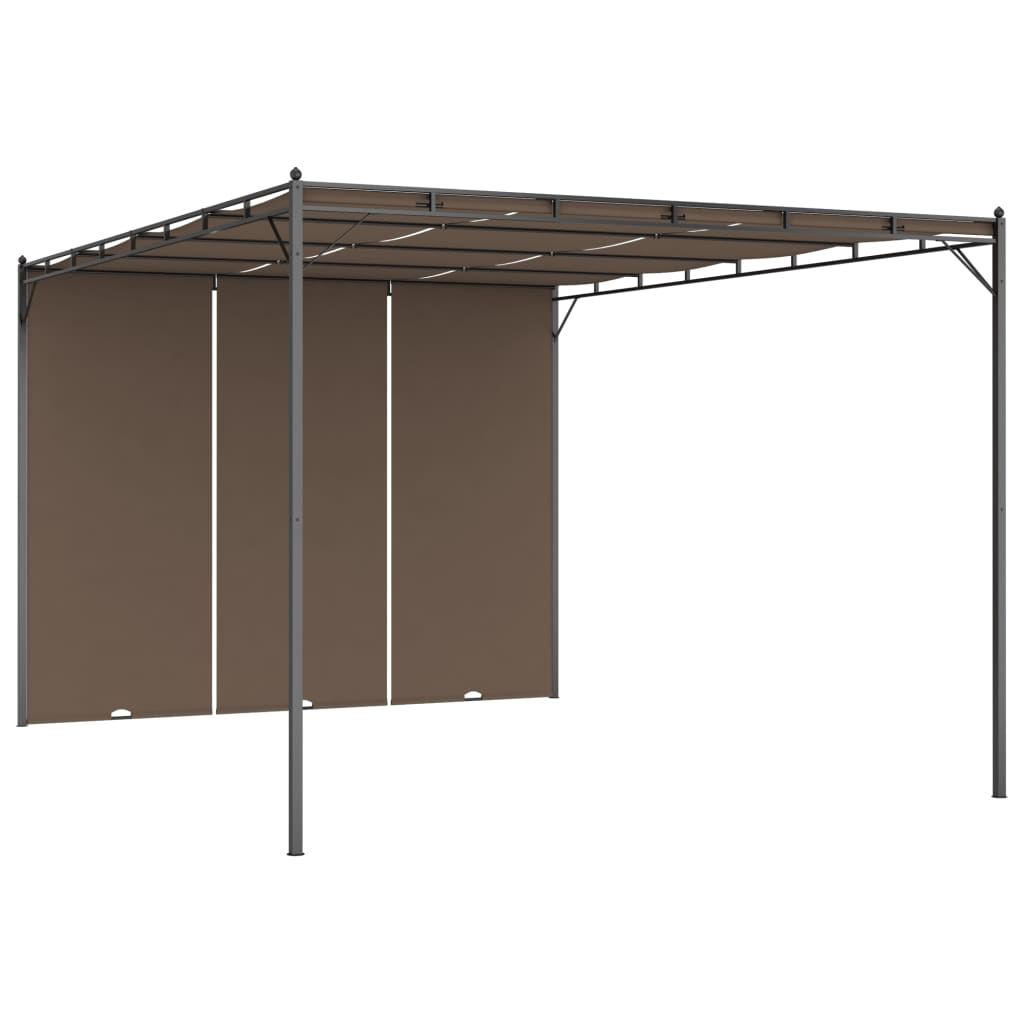 vidaXL Градинска шатра със странична завеса, 4x3x2,25 м, таупе