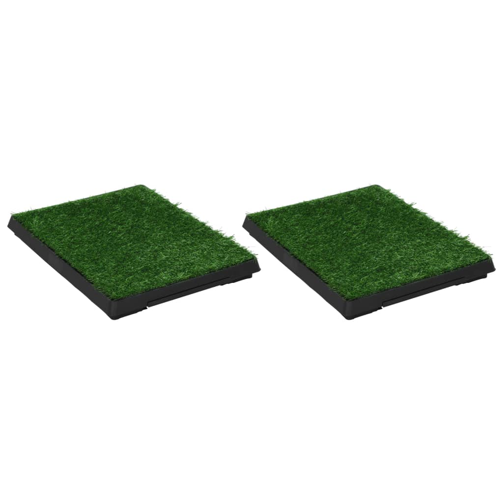 vidaXL Кучешки тоалетни 2 бр тава и изкуствена трева зелени 63x50x7 см
