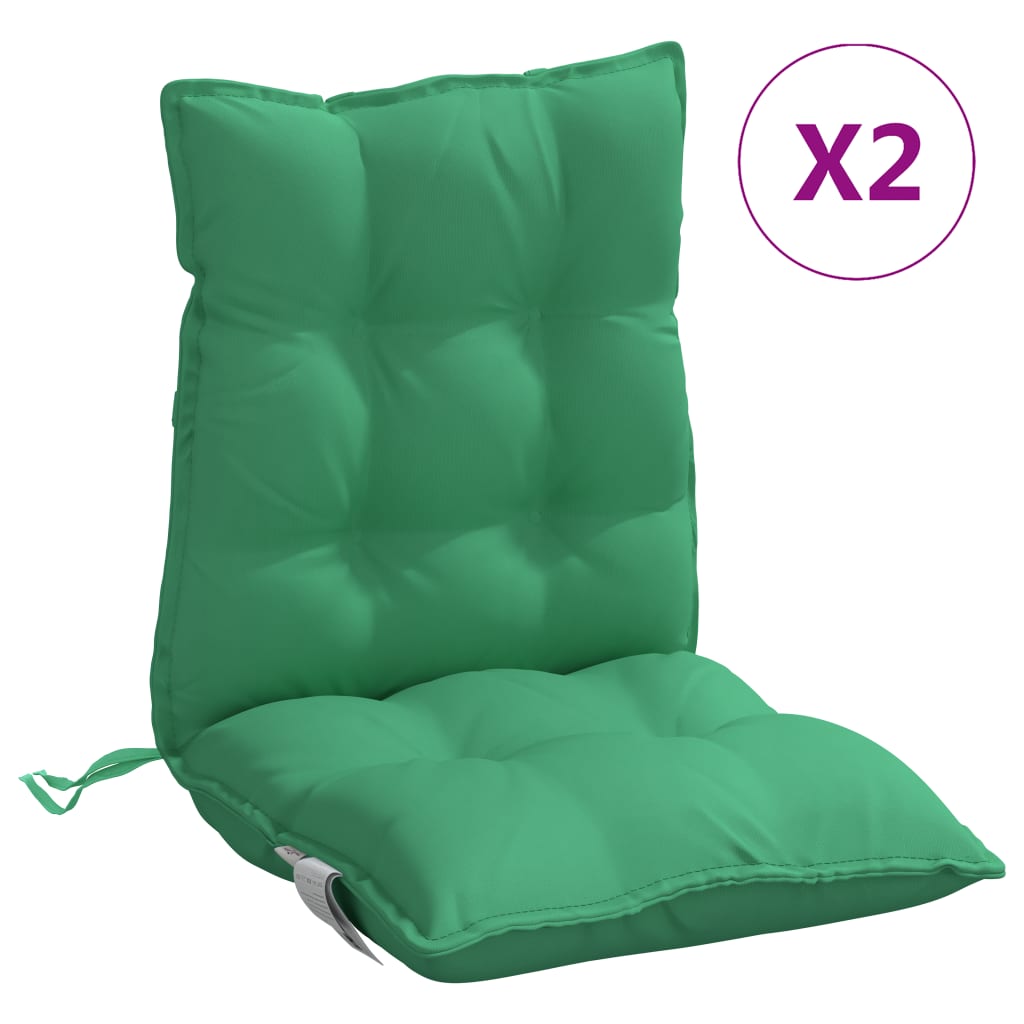 vidaXL Възглавници за стол с ниска облегалка 2 бр зелен Оксфорд плат