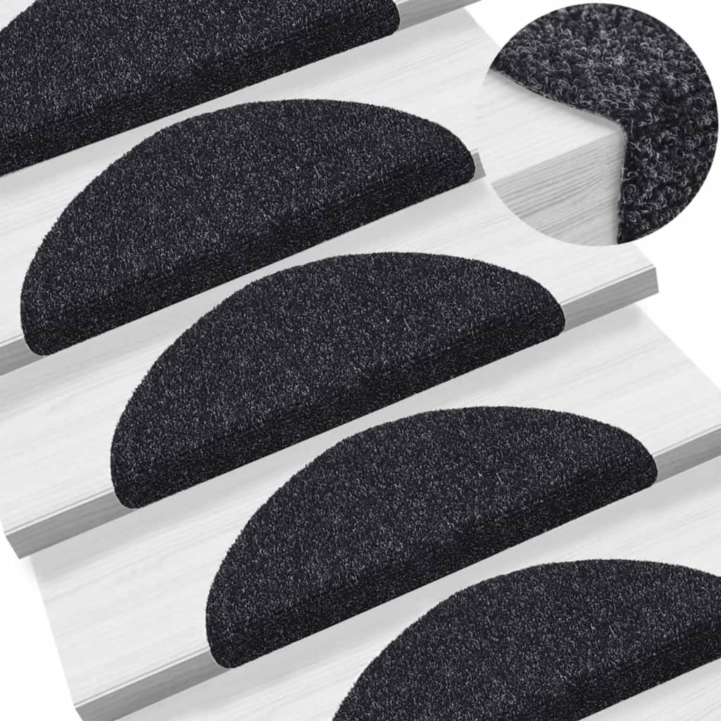 vidaXL Самозалепващи стелки за стъпала, 5 бр, черни, 56x17x3 см