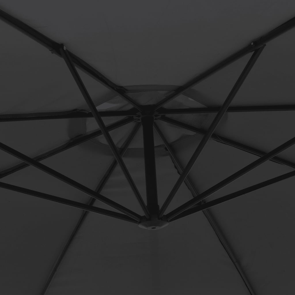 vidaXL Градински чадър с чупещо рамо и алуминиев прът, 350 см, черен