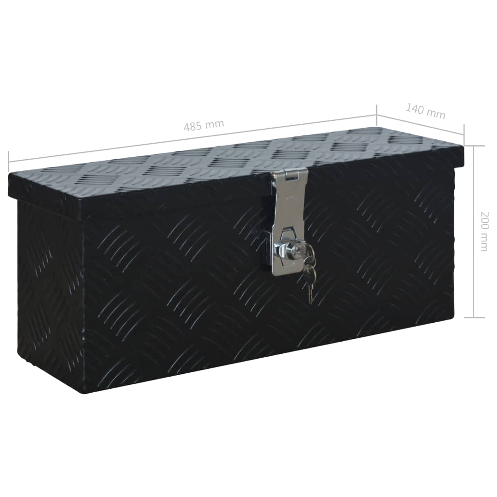 vidaXL Алуминиева кутия, 485x140x200 мм, черна