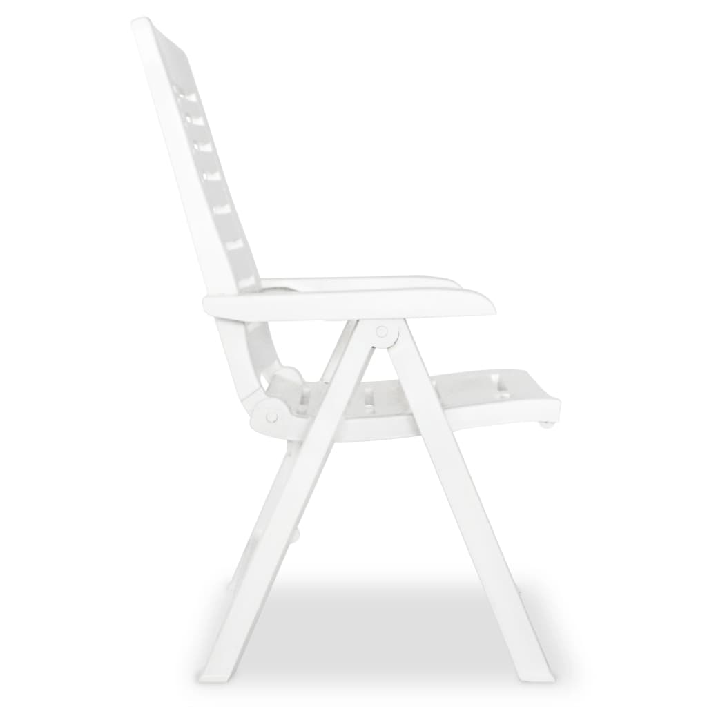 vidaXL Накланящи се градински столове, 4 бр, пластмаса, бели