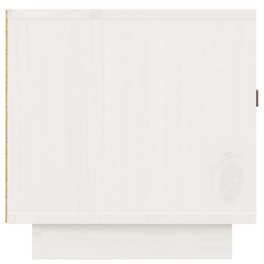 vidaXL ТВ шкаф, бял, 80x34x35 см, бор масив
