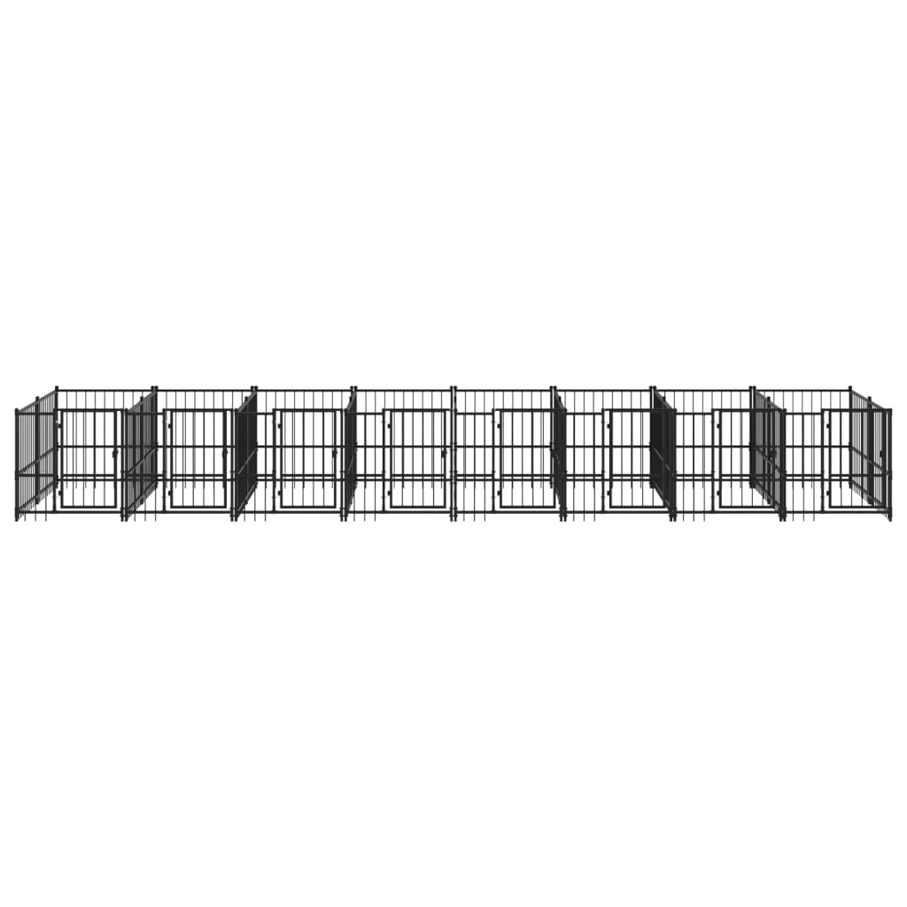 vidaXL Дворна клетка за кучета, стомана, 15,02 м²