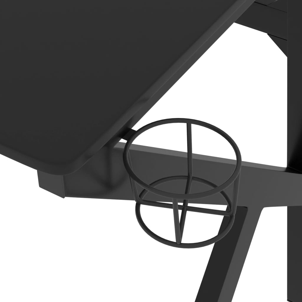 vidaXL Гейминг бюро с К-образни крака, черно, 110x60x75 см