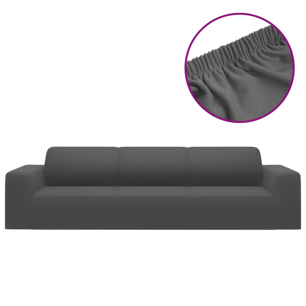 vidaXL Разтеглив калъф за 4-местен диван, антрацит, полиестерно жарсе