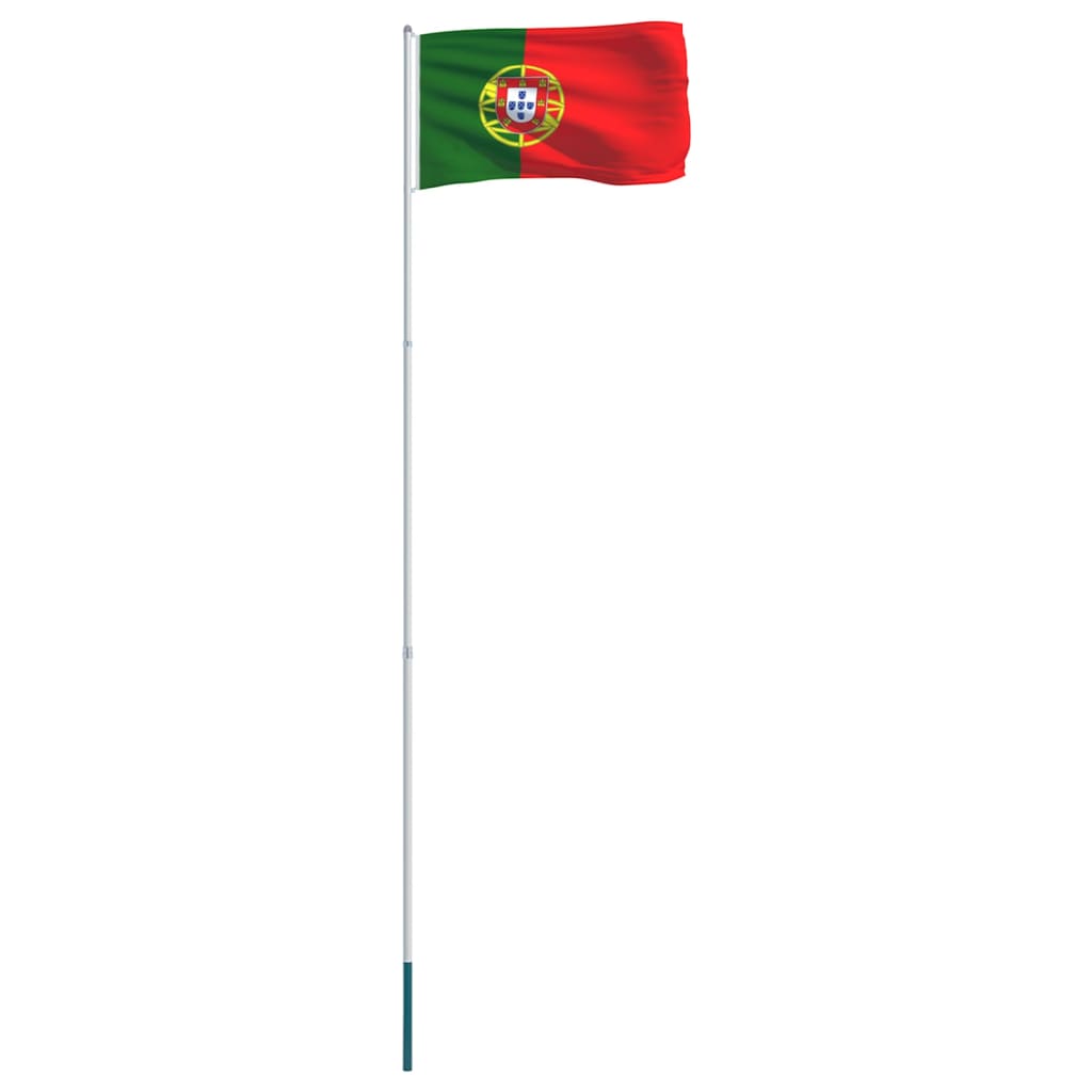 vidaXL Флаг на Португалия и алуминиев флагщок, 4 м