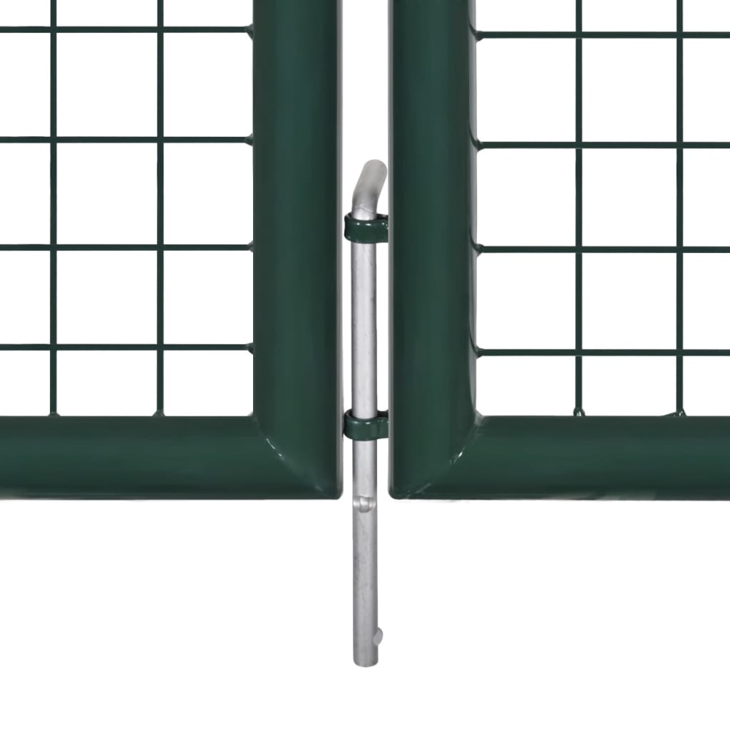 vidaXL Оградна порта, стомана, 306x150 см, зелена