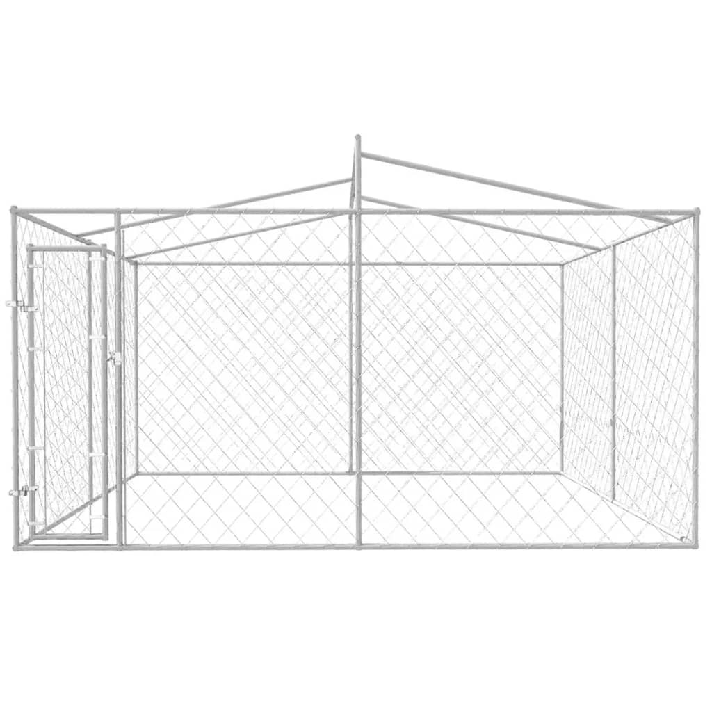 vidaXL Дворна клетка за кучета с покрив, 4x4x2,4 м