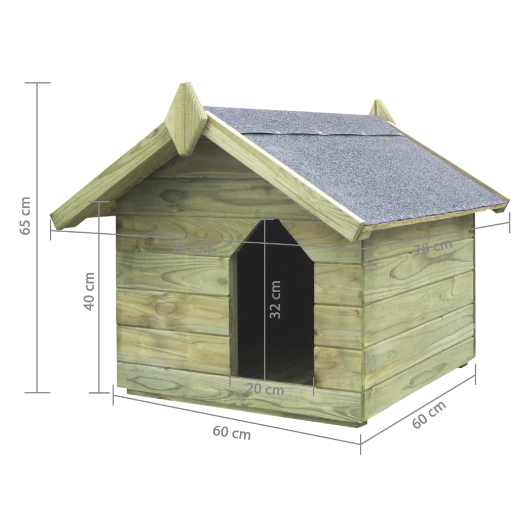 vidaXL Градинска кучешка колиба, отваряем покрив, импрегниран бор