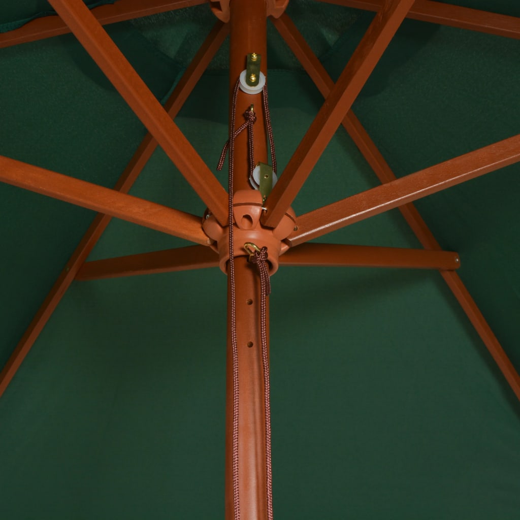 vidaXL Чадър за слънце, 270x270 см, дървен прът, зелен