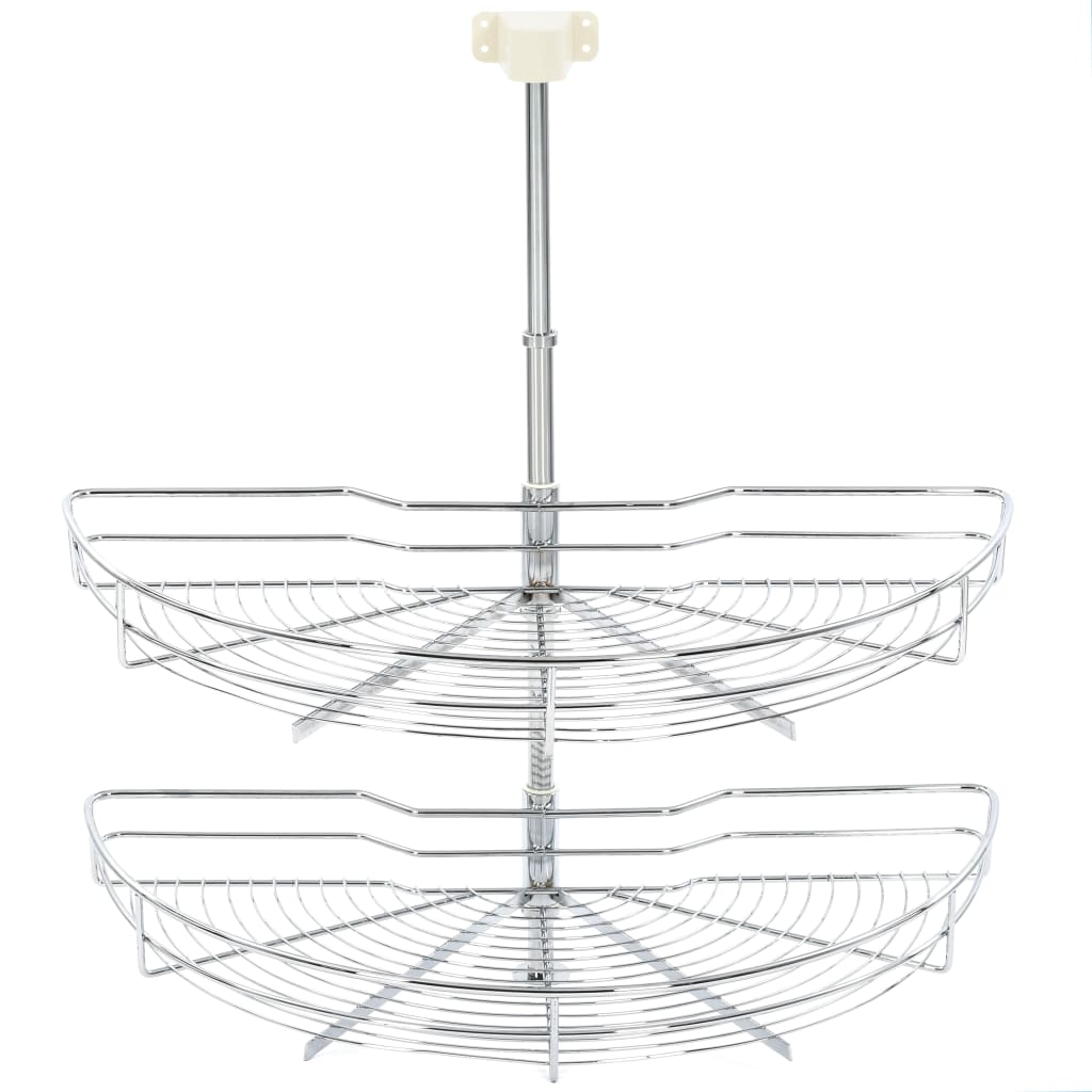 vidaXL 2-етажна кошница за кухня, сребриста, 180 градуса, 75x38x80 см