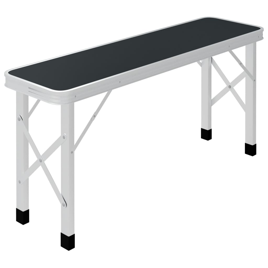 vidaXL Сгъваема къмпинг маса с 2 пейки, алуминий, сива
