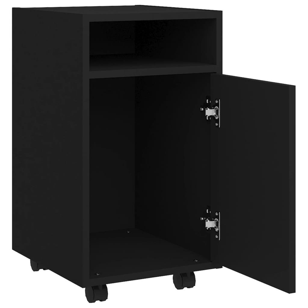 vidaXL Страничен шкаф с колелца, черен, 33x38x60 см, ПДЧ